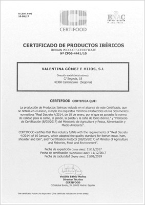 Certificación Jamón Ibérico